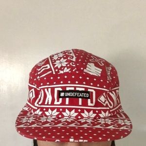 Undefeated Ascender 5-Panel Hat in Snowflake Red